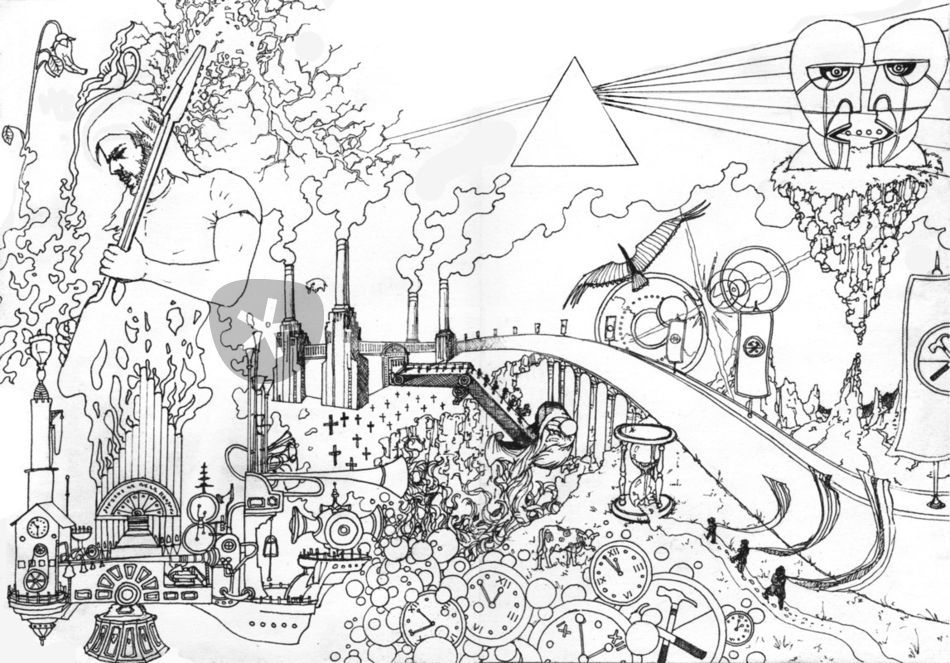 950x663 The Pink Floyd Experience Drawing Art Prints And Posters By John - Pink Floyd Sketch