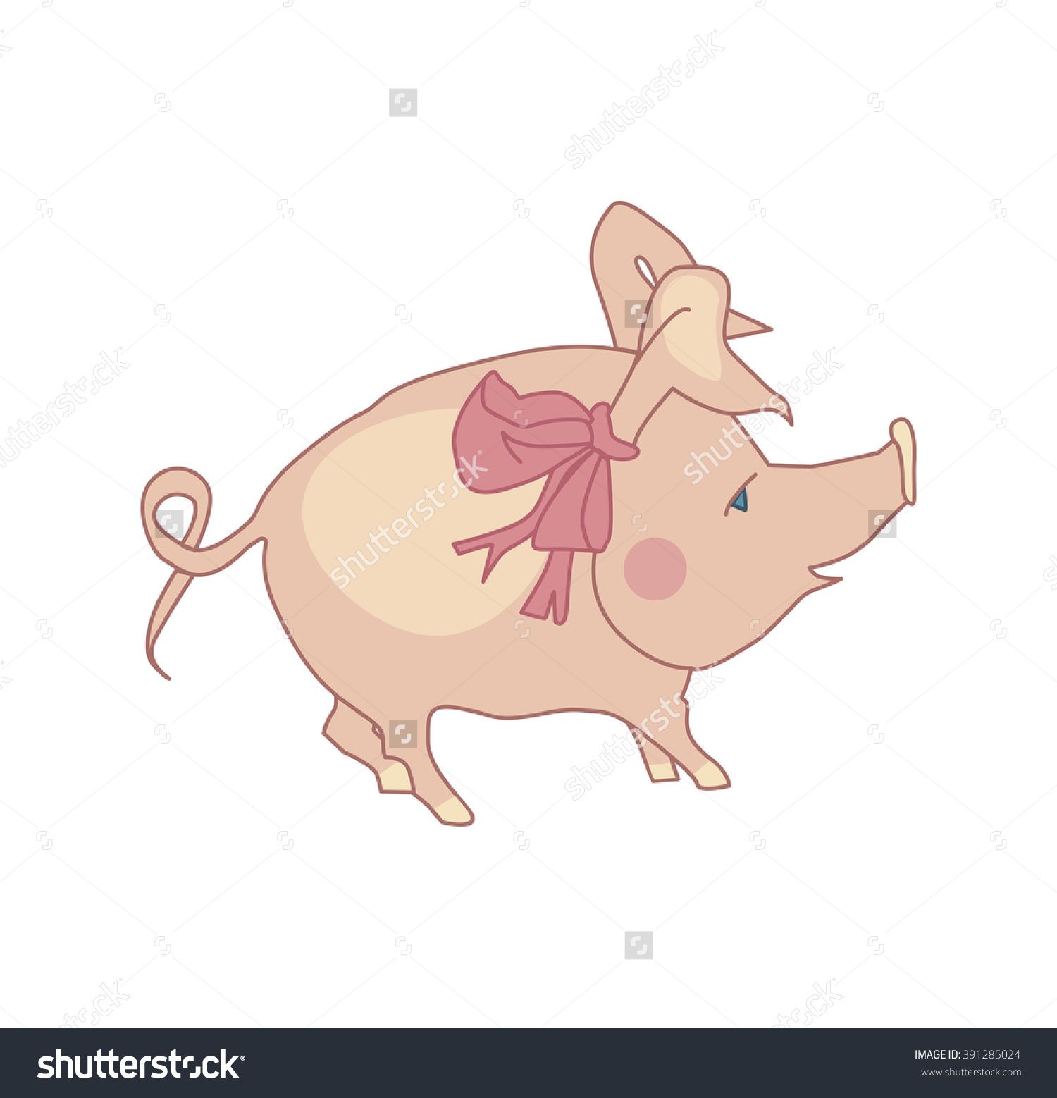 1500x1558 Photo Cute Pink Pig Sketch - Pink Pig Sketch