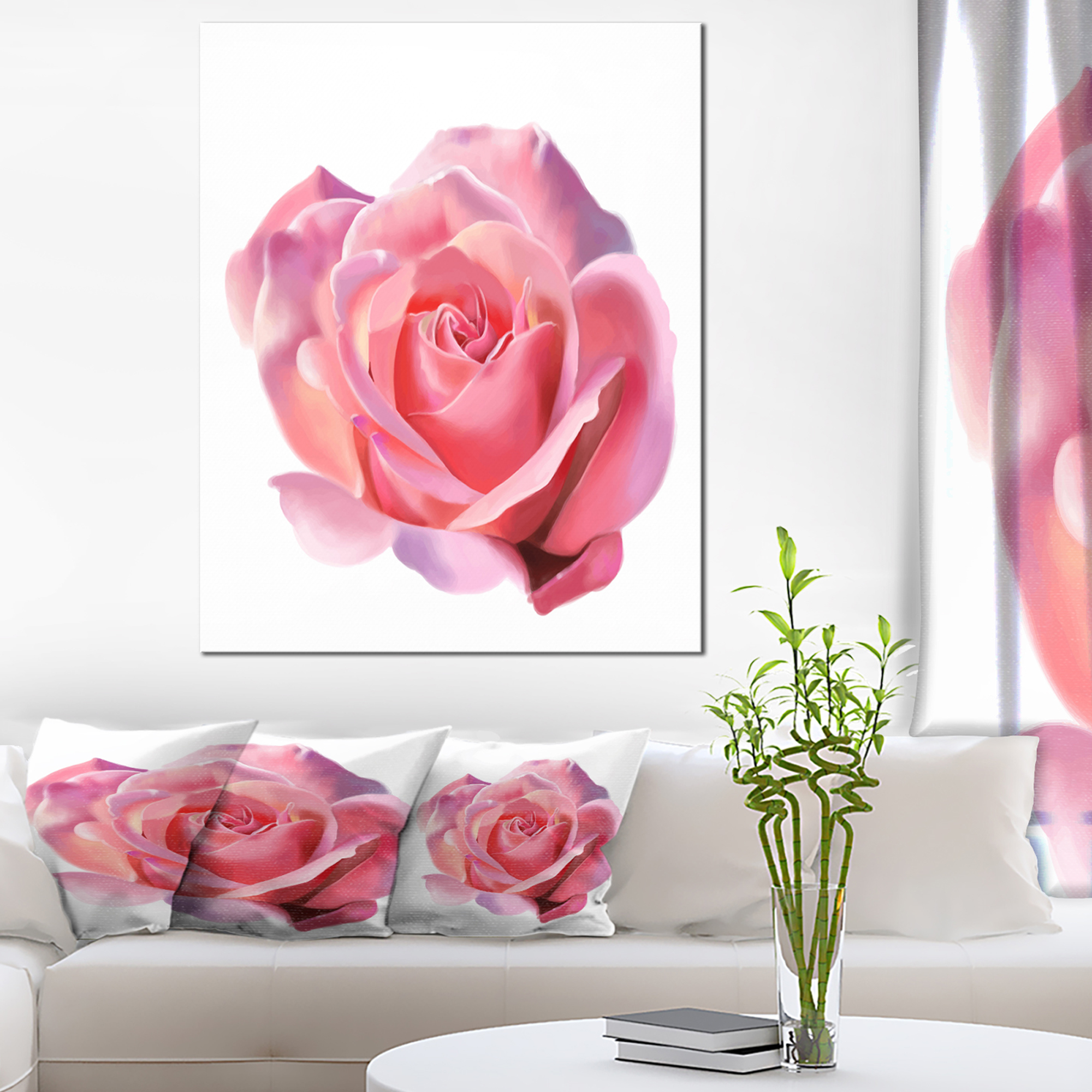 2000x2000 Pink Rose Sketch On White Background - Pink Rose Sketch