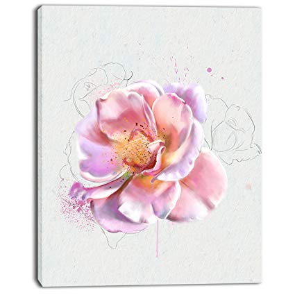 425x425 Design Art Cute Watercolor Pink Rose Sketch Flowers - Pink Rose Sketch