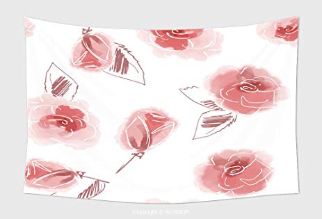 463x315 Home Decor Tapestry Wall Hanging Pink Rose Flower - Pink Rose Sketch