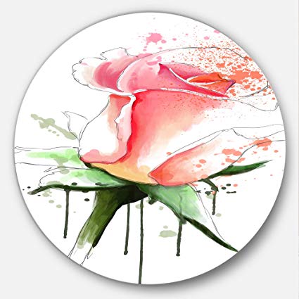 425x425 Buy Designart Mt13746 C11 Pink Rose Sketch With Green Calyx Floral - Pink Rose Sketch