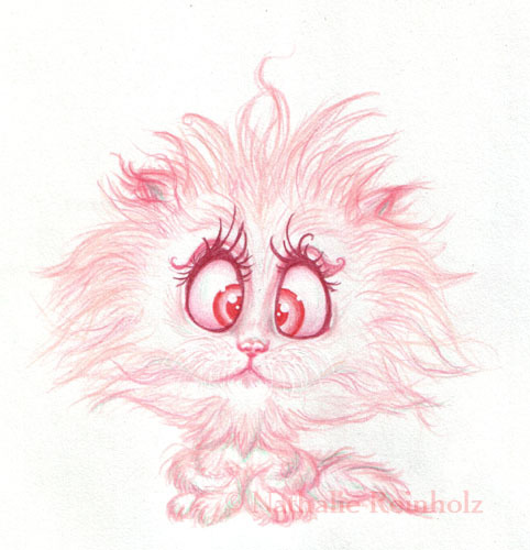 482x500 Art, Cat, Cute, Drawing, Fun - Pink Sketch