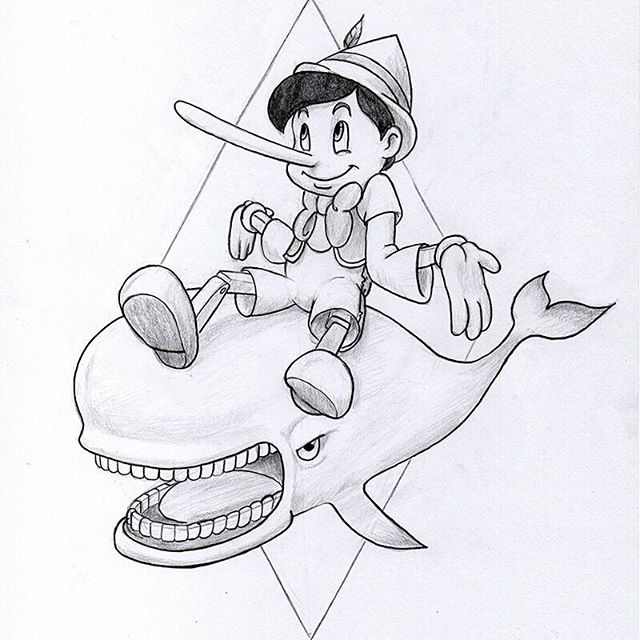640x640 Para Tattoo - Pinocchio Sketch