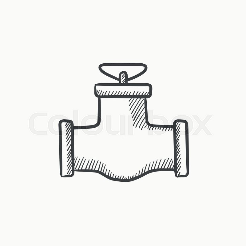 800x800 Gas Pipe Valve Vector Sketch Icon Isolated On Background. Hand - Pipe Sketch