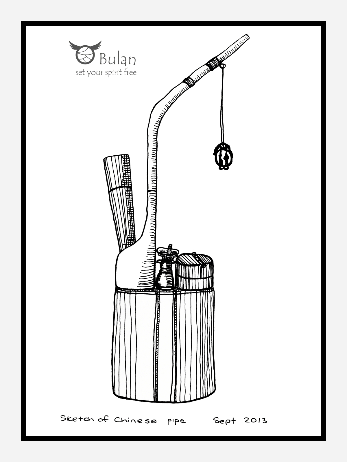 1200x1600 Sketch Of The Day No 150 Antique Chinese Pipe - Pipe Sketch