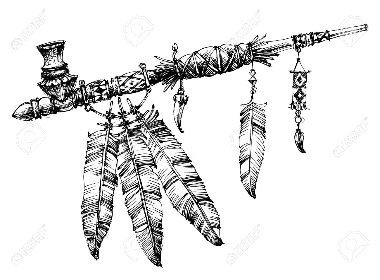 1300x956 Collection Of Free Ceremonial Clipart Sketch. Download On Ubisafe - Pipe Sketch