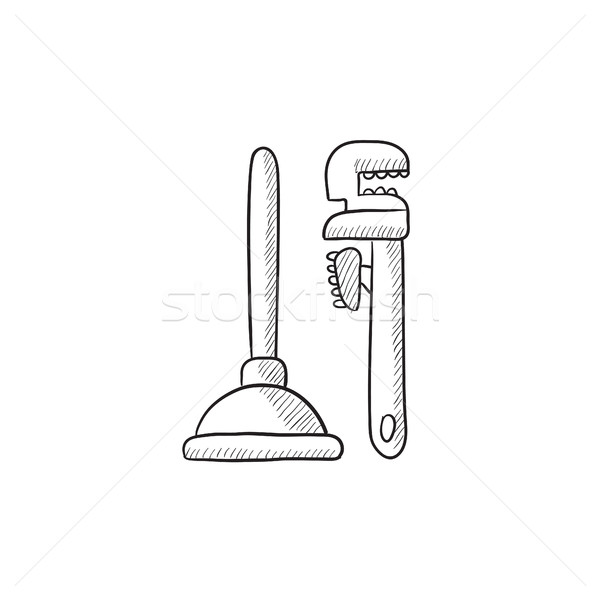 600x600 Pipe Stock Vectors, Illustrations And Cliparts Stockfresh - Pipe Wrench Sketch