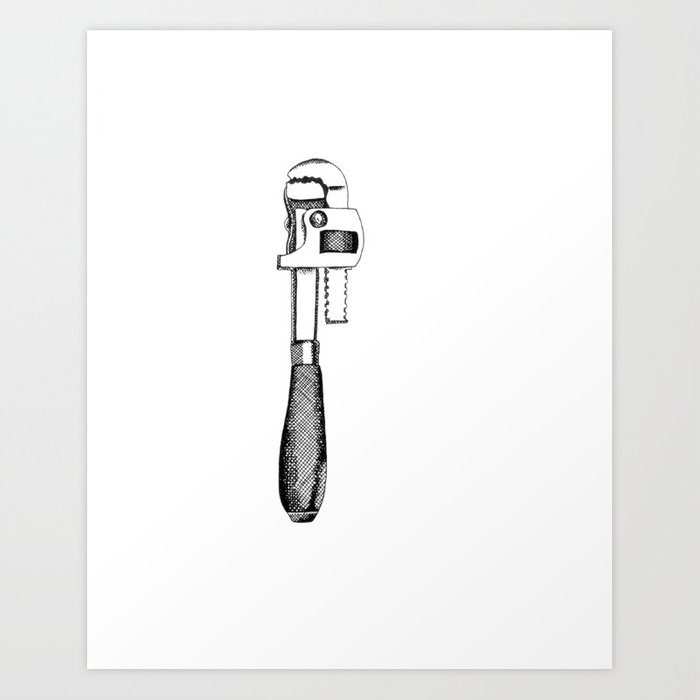 700x700 Pipe Wrench Art Print By Marciecuff Society6 - Pipe Wrench Sketch