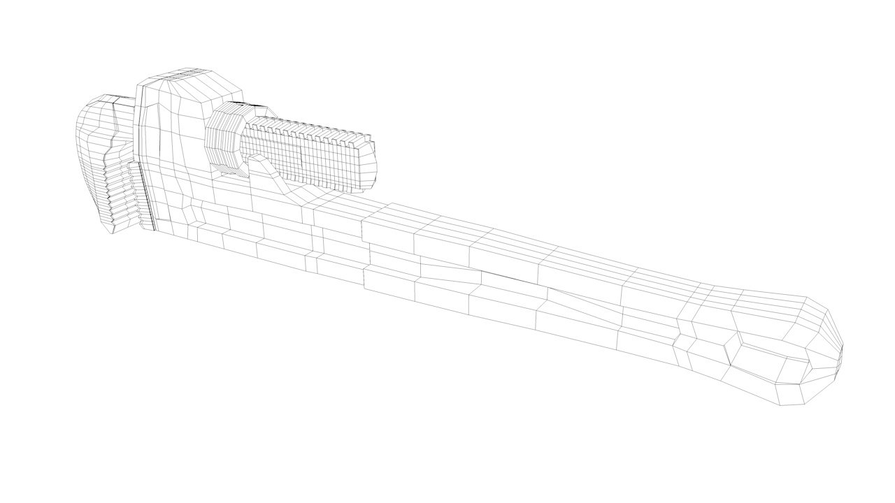 1280x720 Pipe Wrench Low Poly 3d Model In Tools 3dexport - Pipe Wrench Sketch