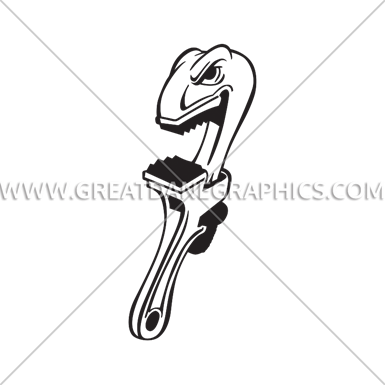 385x385 Angry Pipe Wrench Production Ready Artwork For T Shirt Printing - Pipe Wrench Sketch