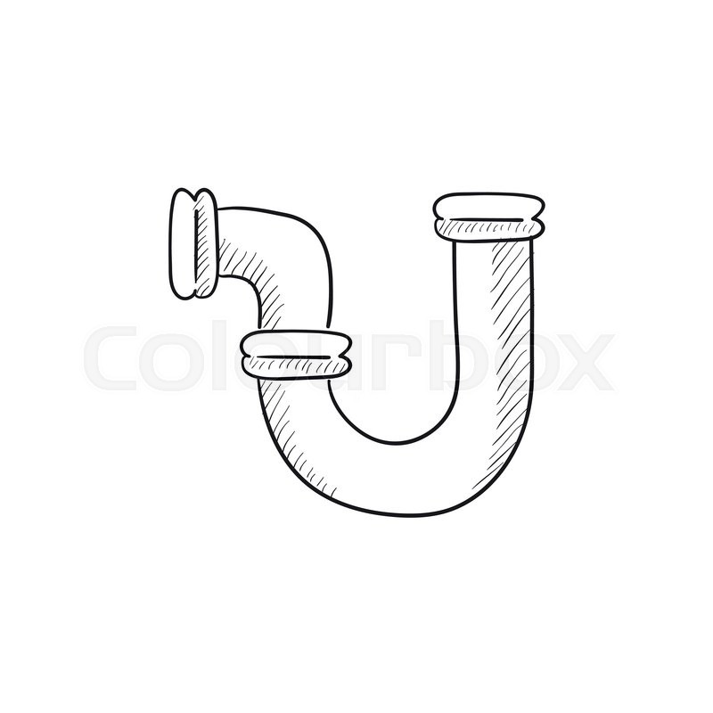 800x800 Water Pipeline Vector Sketch Icon Isolated On Background. Hand - Pipeline Sketch