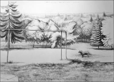 375x268 View With Gas Pipeline Drawing By Gavrilas Florin Saatchi Art - Pipeline Sketch