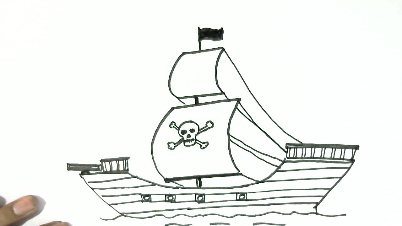 1280x720 How To Draw A Pirate Ship - Pirate Boat Sketch