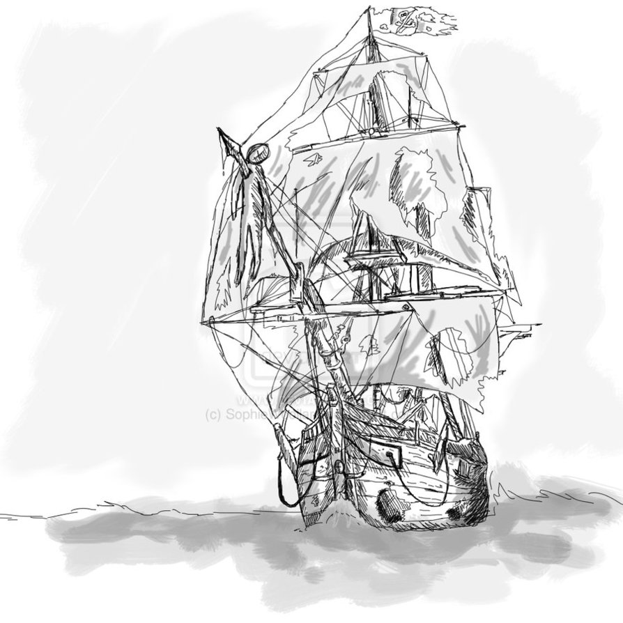 894x894 Pirate Boat Beautiful Image Drawing Drawing Skill - Pirate Boat Sketch
