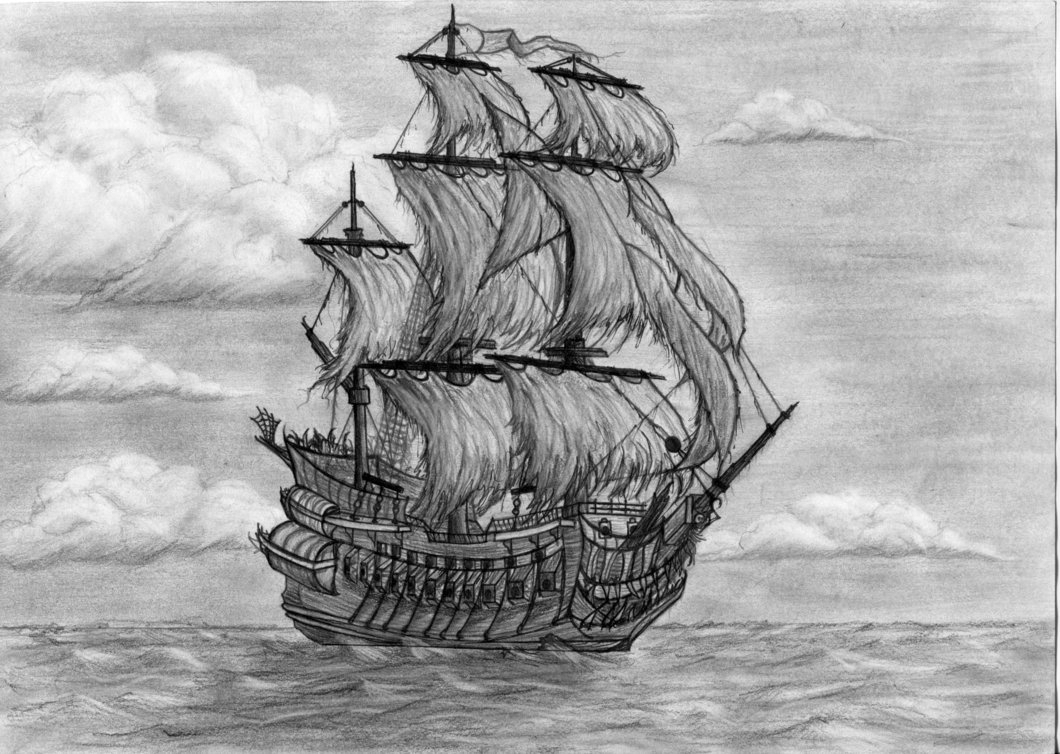 1060x754 Pirate Ship Pencil Drawing Pirate Ship Pencil Drawing The Flying - Pirate Boat Sketch