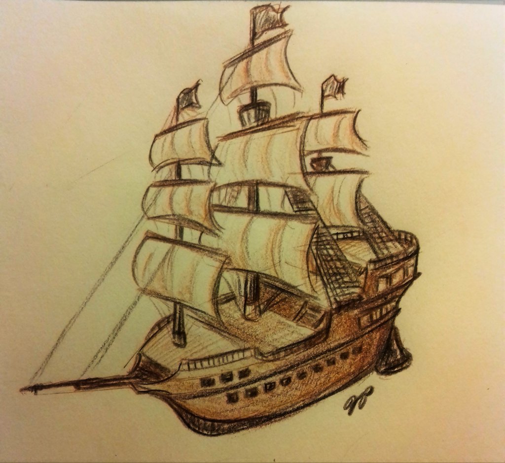 1024x940 Pirate Ship Sketch By Baraayas - Pirate Boat Sketch