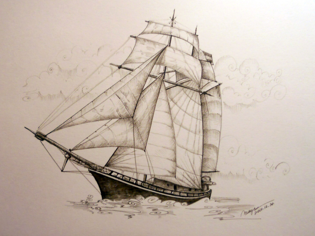 1024x769 Pirate Ship Sketch - Pirate Boat Sketch