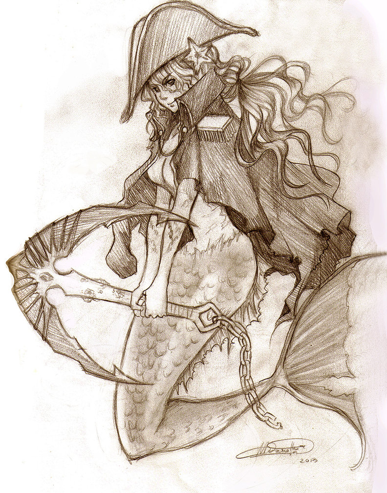 792x1009 The Mermaid With A Pirate Hat By Elleinead - Pirate Hat Sketch