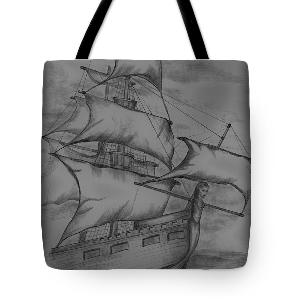 1000x1000 Pirate Ship Sketch Tote Bag For Sale By Vickie Roche - Pirate Ship Sketch
