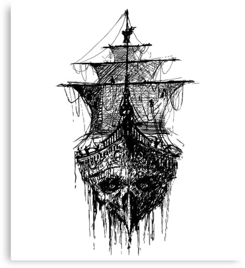504x550 Pirate Ship Sketch Pirate Ship Skull Tattoo Canvas Prints - Pirate Ship Sketch