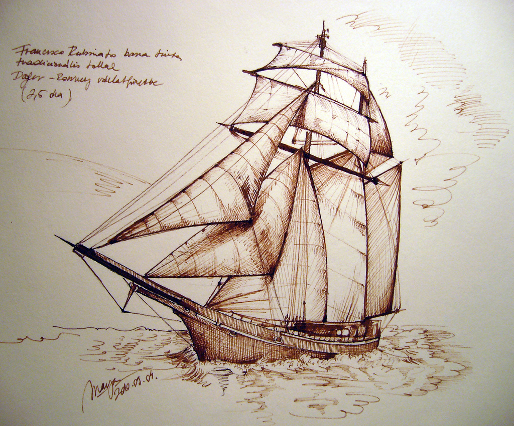1024x850 Pirate Ship Sketch With Brown Ink Brown Ink And Pen Onto - Pirate Ship Sketch