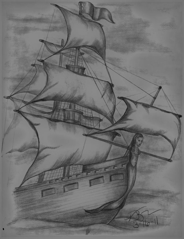 600x778 Pirate Ship Sketch Poster By Vickie Roche - Pirate Sketch