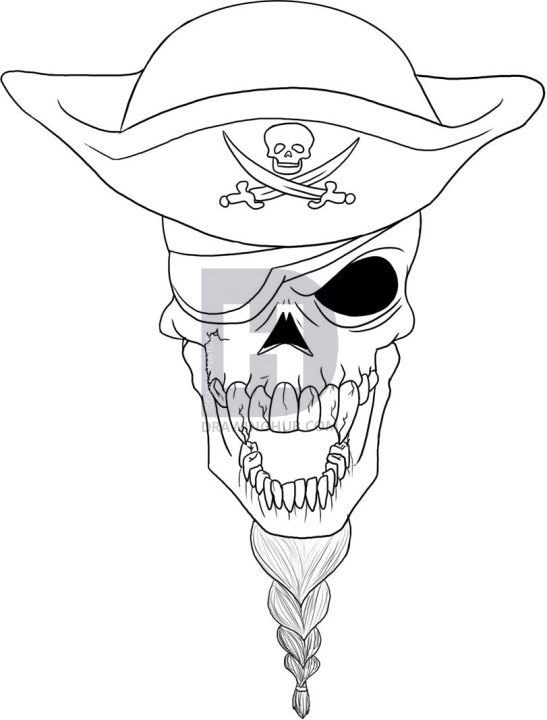 547x720 How To Draw A Pirate Skull, Step By Step, Drawing Guide, By - Pirate Skull Sketch