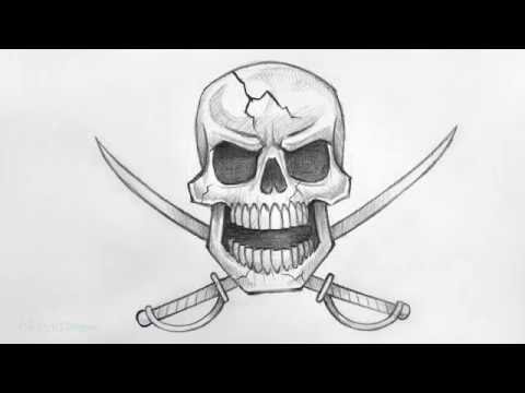 480x360 How To Draw A Pirate Skull (With Swords) - Pirate Skull Sketch