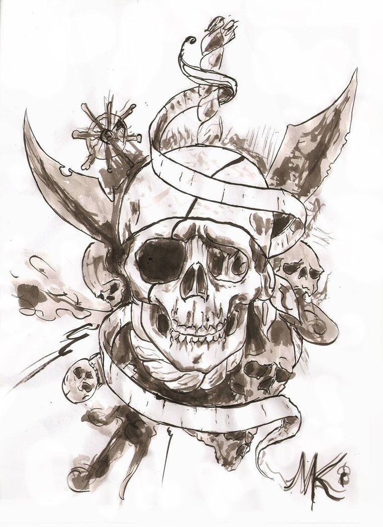 762x1048 Pirate Skull Tatuajes Pirate Skull, Swallow Tattoo - Pirate Skull Sketch