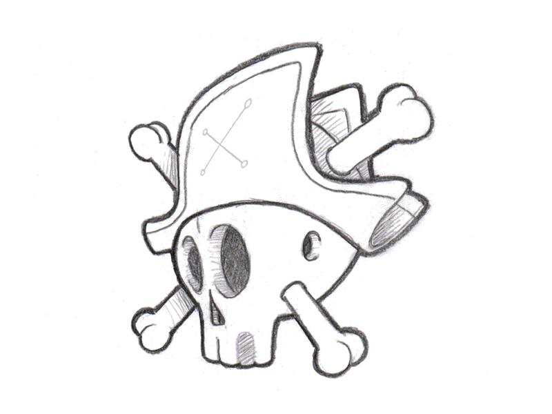 800x600 Pirate Character Dev - Pirate Skull Sketch