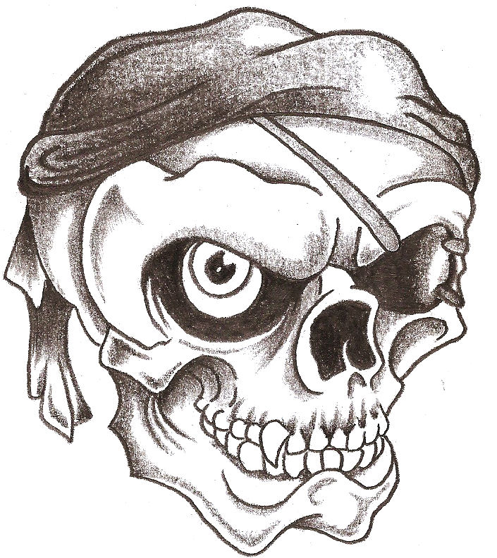 705x792 Pirate Skull By Thelob - Pirate Skull Sketch