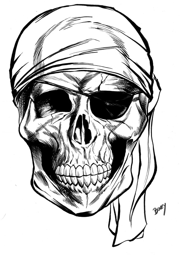 600x841 Pirate Skull Commission By Dfbovey - Pirate Skull Sketch