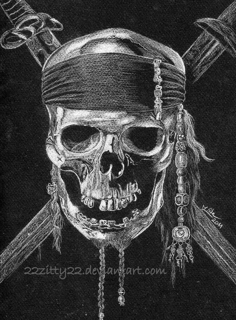 768x1041 Pirate Skull By 22zitty22 - Pirate Skull Sketch