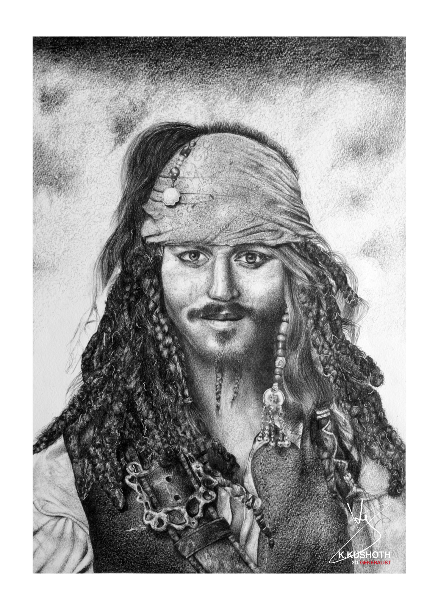 1472x2048 Kushoth Krishnaraja - Pirates Of The Caribbean Sketch