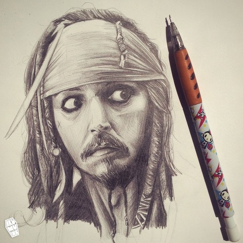 500x500 My Sketch Of Johnny Depp From Pirates Of The Caribbean. - Pirates Of The Caribbean Sketch