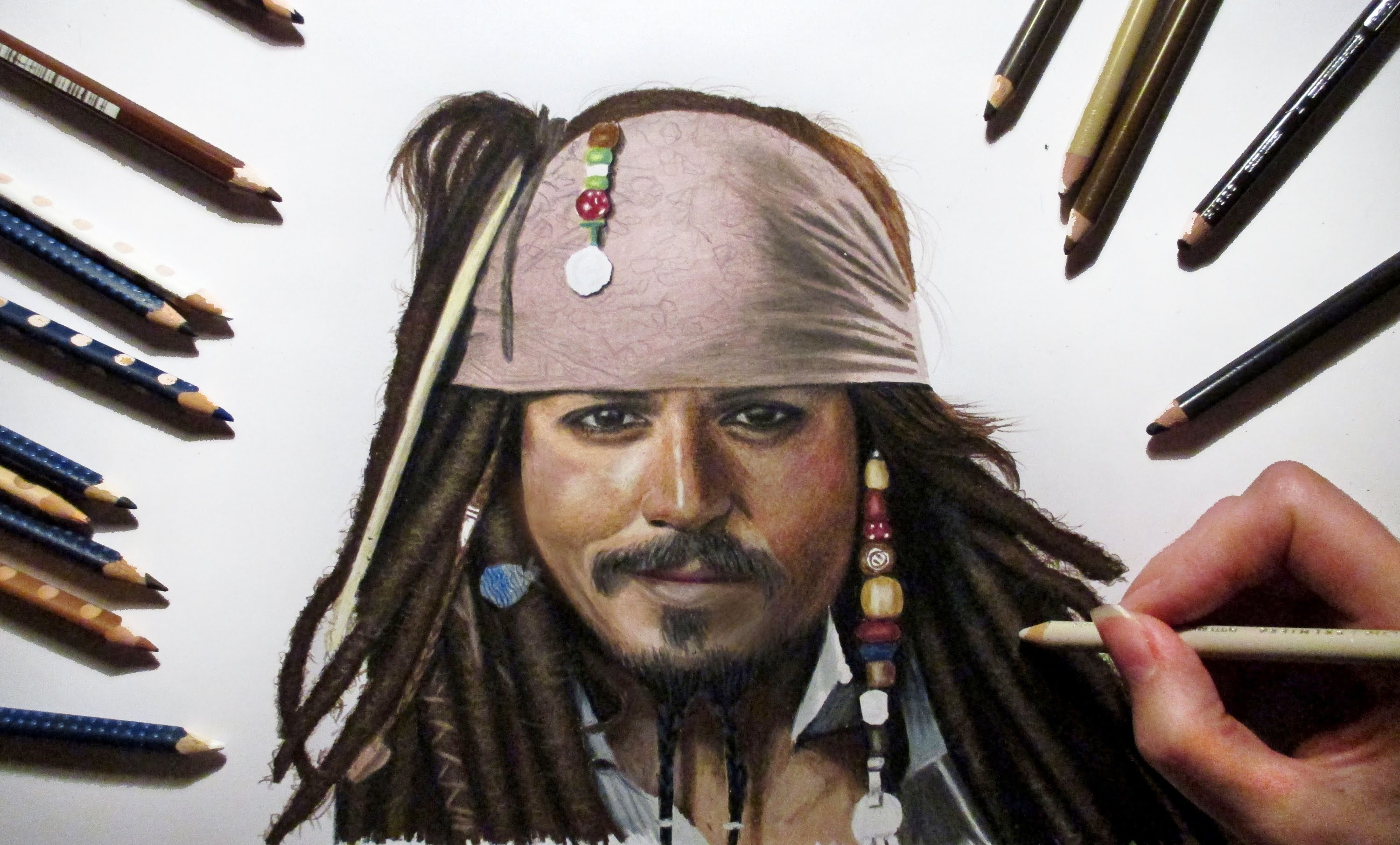 3000x1810 Speed Drawing Captain Jack Sparrow - Pirates Of The Caribbean Sketch