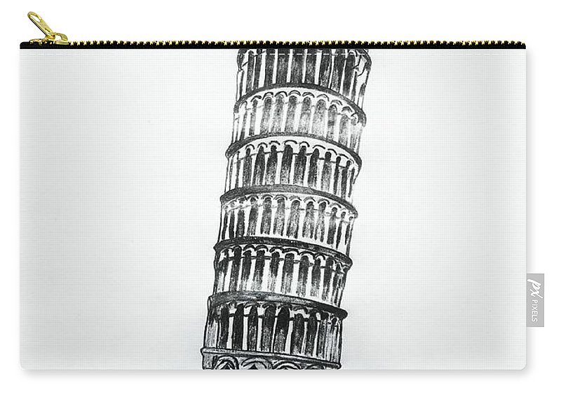 800x570 Leaning Tower Of Pisa Graphite Pencil Sketch Carry All Pouch For - Pisa Tower Sketch