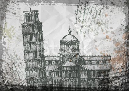 423x300 Pisa Tower Sketch Vector Illustration Premium Clipart - Pisa Tower Sketch