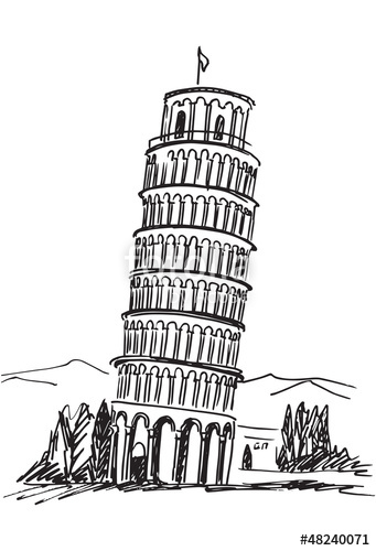 341x500 Pisa Tower. Sketch. Stock Image And Royalty Free Vector Files On - Pisa Tower Sketch