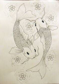 236x332 Koi Pisces Sketch Outlines, Patterns, Templates - Pisces Sketch
