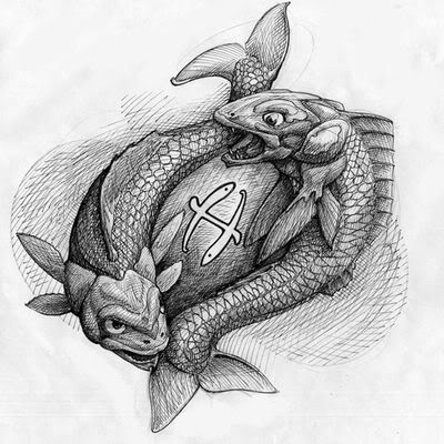 400x400 Nice Drawing Of Pisces Tattoo Zodiac - Pisces Sketch