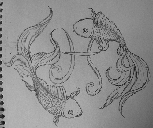 500x418 Pisces Sketch By On @ - Pisces Sketch