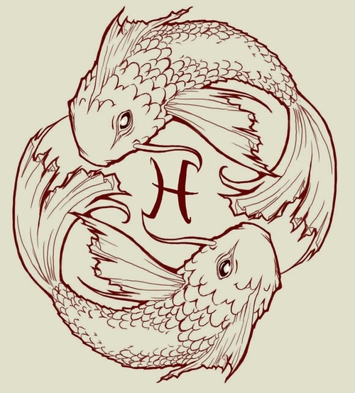 500x554 Pisces Tattoo Sketch Uploaded By Kaileigh Elizabeth - Pisces Sketch