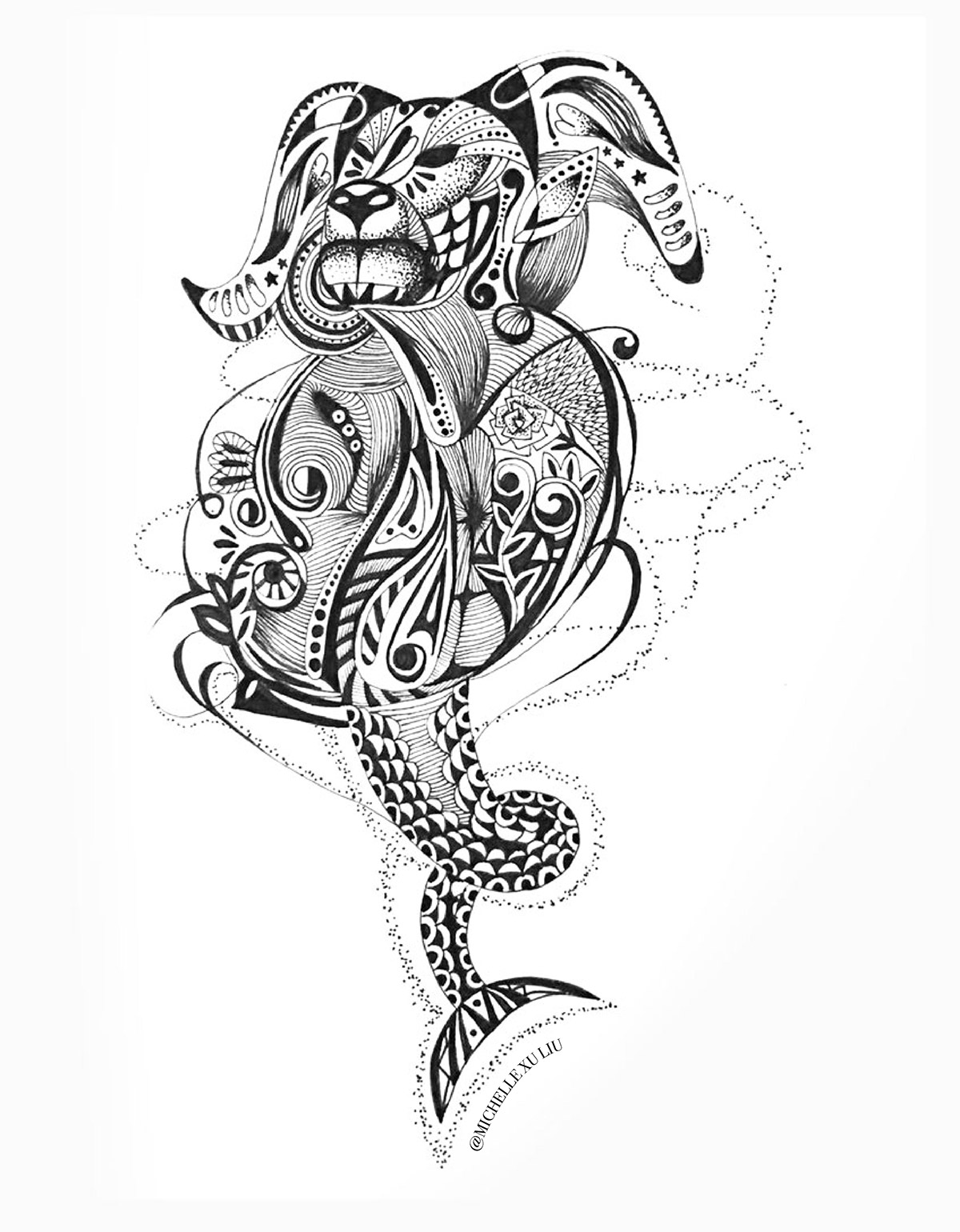 1200x1540 Horoscope Ink Drawing 1 - Pisces Sketch