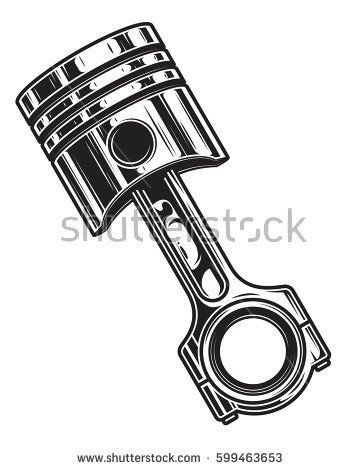 360x470 Isolated Monochrome Illustration Of Engine Piston On White - Piston Sketch