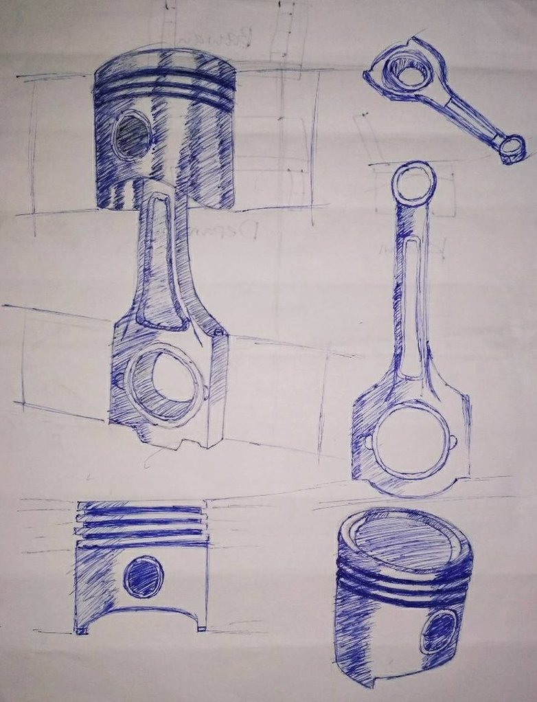 782x1022 Piston Sketch By Bildraw - Piston Sketch