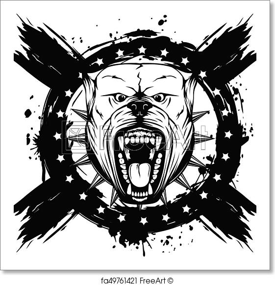 561x581 Free Art Print Of Pitbull. Vector Illustration Of Aggressive - Pitbull Sketch Art