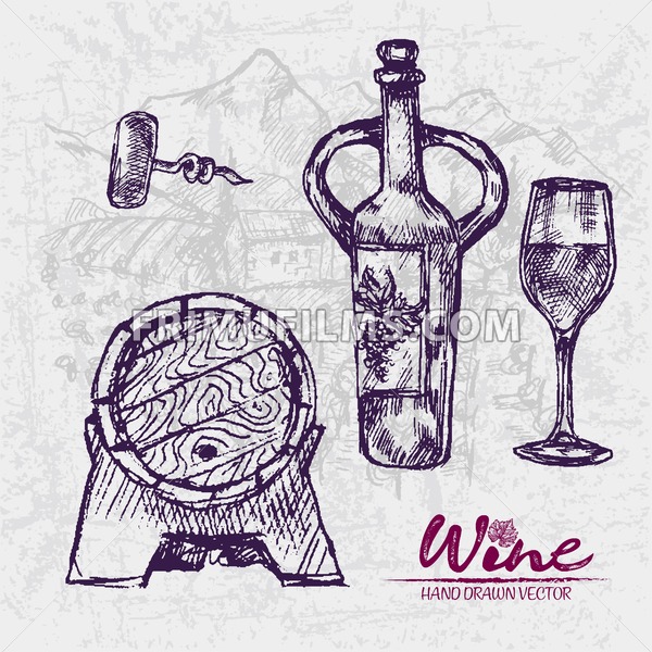 600x600 Digital Color Vector Detailed Line Art Wooden Barrel With Tap, Old - Pitcher Sketch