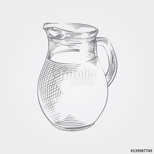 500x500 Hand Drawn Jug Sketch Symbol Isolated On Chalkboard. Vector Drinks - Pitcher Sketch